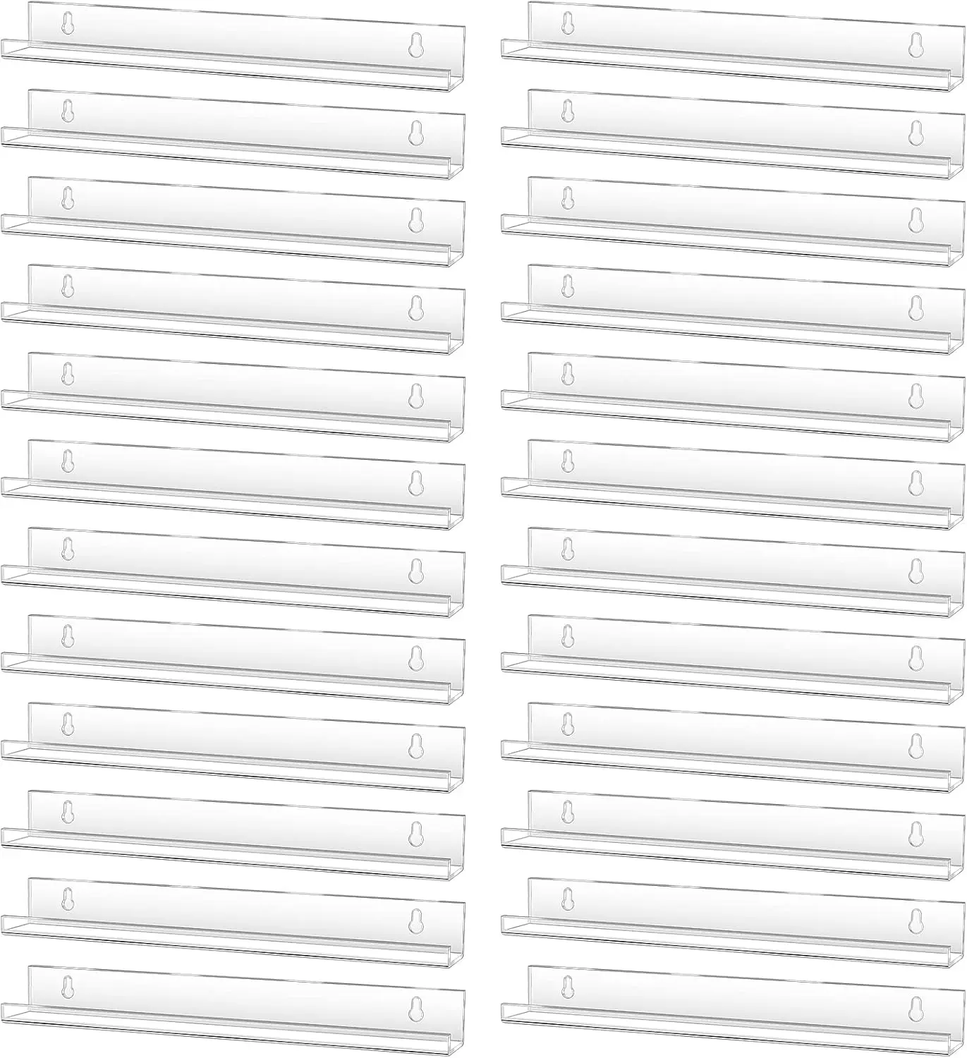 

24 прозрачных акриловых полок, настенные плавающие полки для книг 15 x 1.7 x 2 дюйма, для хранения фотографий, держатель для пластинок, подставка для журналов