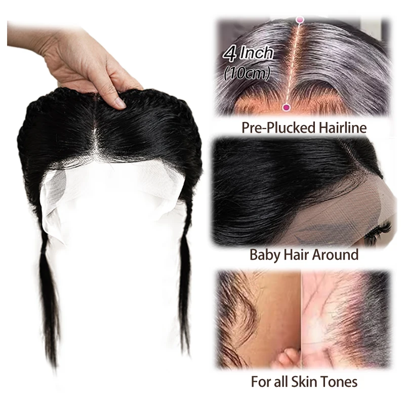 10 polegadas 13x4 polegadas peruca dianteira do laço preto gele peruca frontal 100% cabelo humano com peruca de cabelo do bebê para mulher