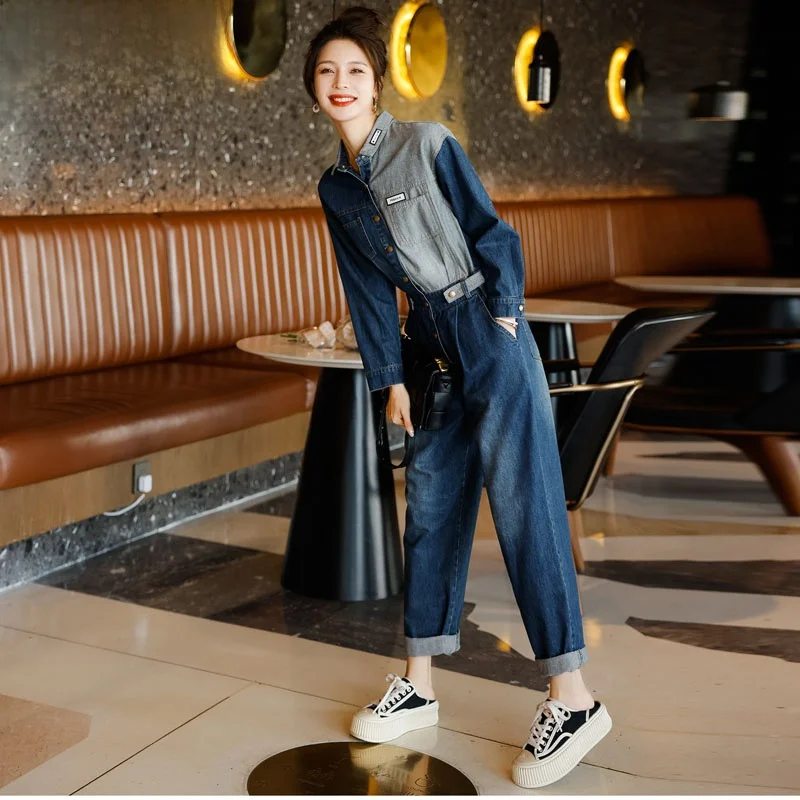 

Casual High Waist Overalls Women's Long Sve Denim Jumpsuit Street Sle Autumn New Arrival High Faion Sensation