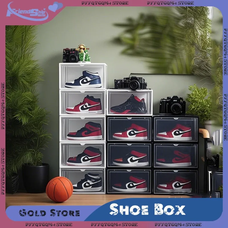 

Thickened Stackable Shoe Storage Box Transparent Cabinets with Slide-Out Drawers Anti-Scratch for Sneaker Collection Organizer