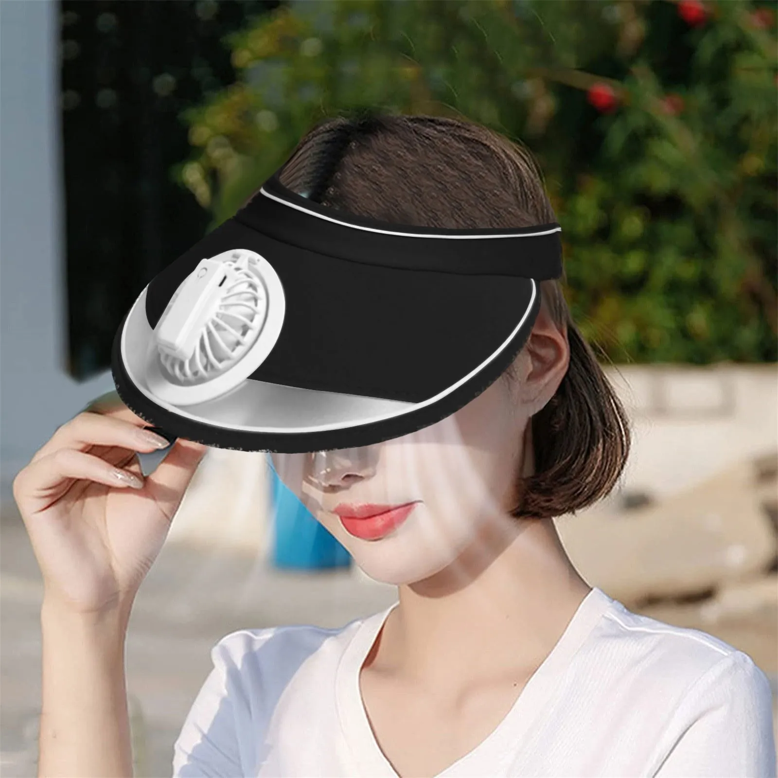 Headband Sun Hat Rechargeable 360 Degree Rotating Fan Hat With Wide Brim Headband Design Foldable Sun Hat For Men Women Fan