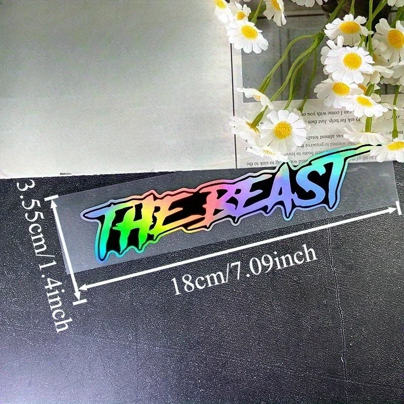 2Pcs THE BEAST Waterproof Vinyl Stickers Self Adhesive Decals For Motorcycle Metal Glass Rider Vehicle Decor