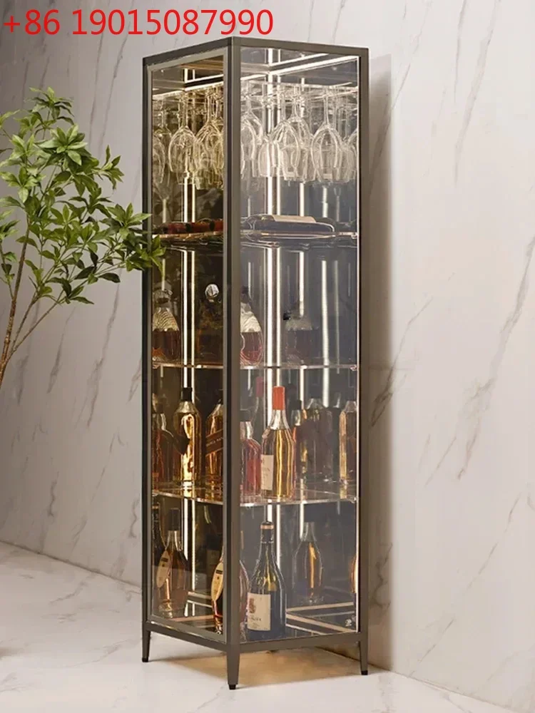 

Simple wine cabinet Small living room Transparent tempered glass display cabinet storage display cabinet can be customized