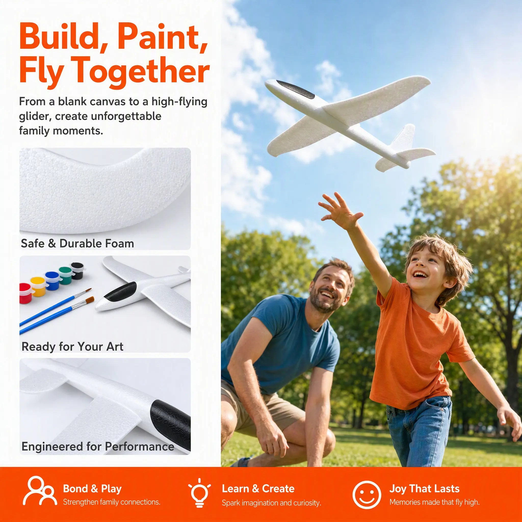 2Pcs DIY Hand Throwing Foam Airplane Unfinished Paintable Airplane Party Supplies Halloween Christmas Easter