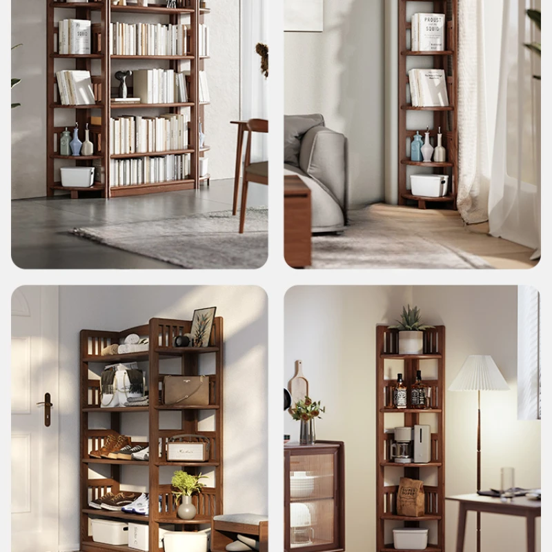 All-solid wood corner cabinet shelf narrow corner corner bedside corner living room multi-layered small bookcase bookcase