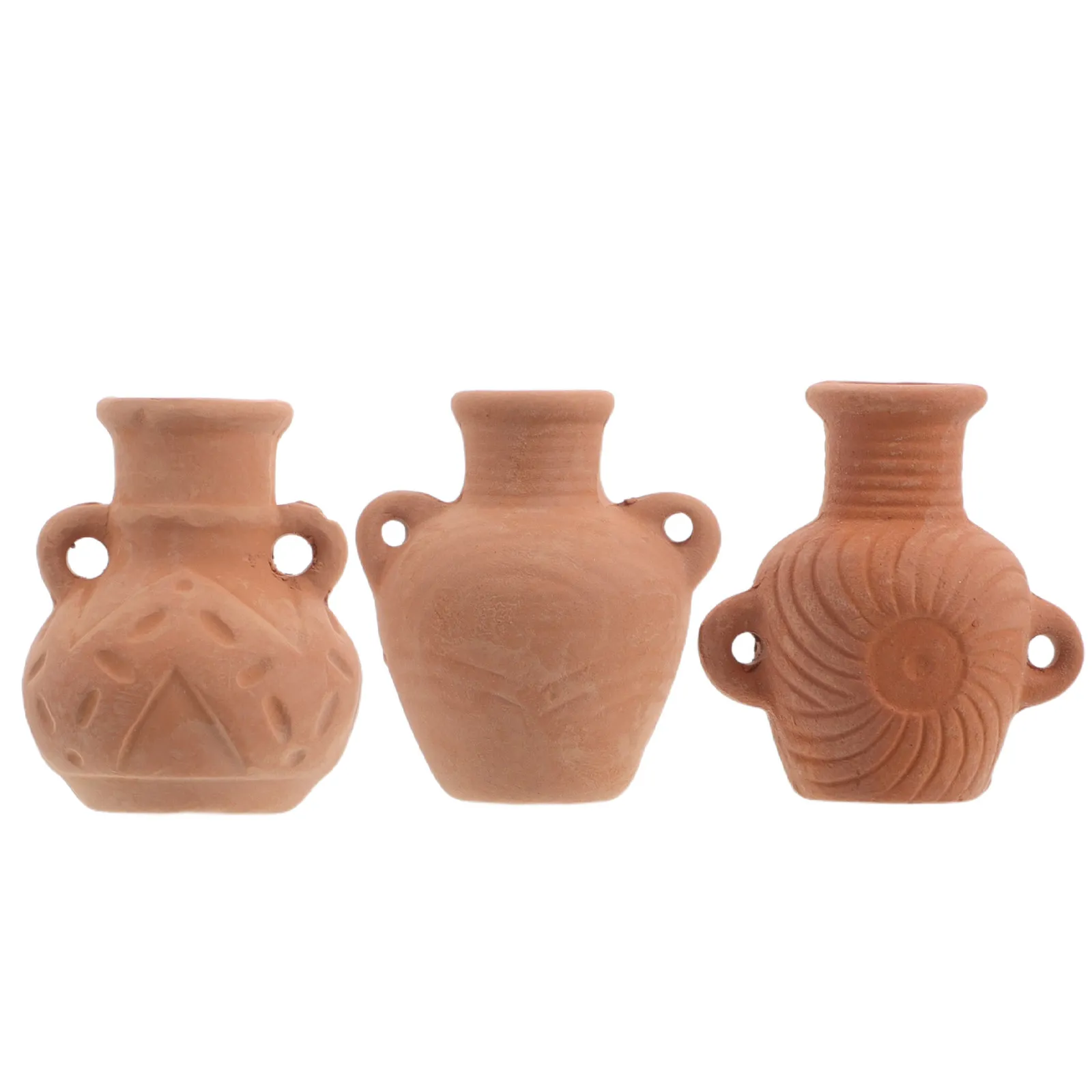 3Pcs Plant Pots For Mini Pots For Crafts Desk Decor Red Pottery Handcrafted Unglazed Terracotta