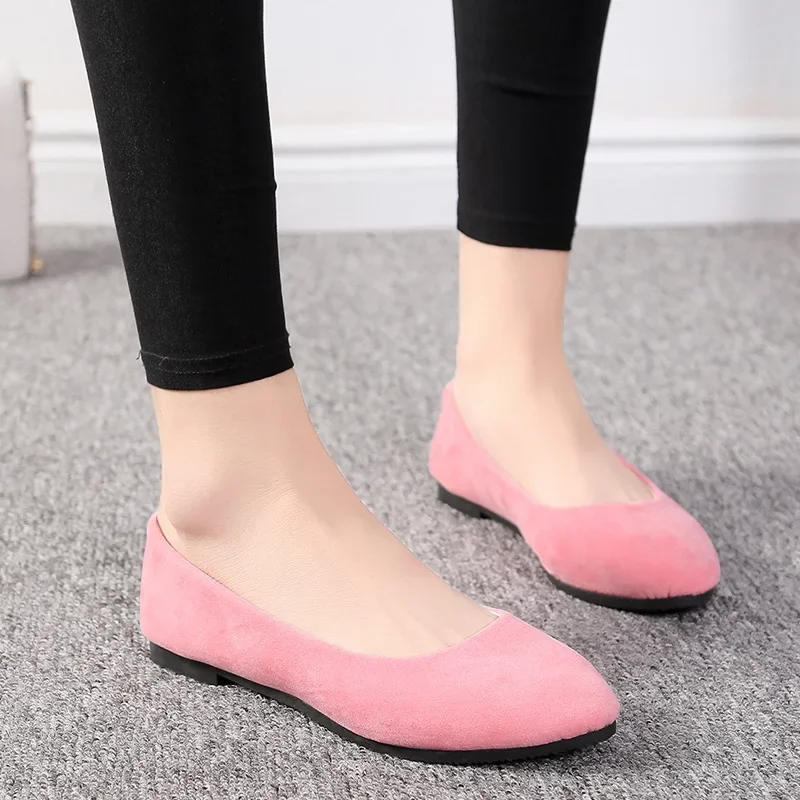 

Women Flat Shoes Trend Simple Sweet Classic Candy Colors New Autumn Summer Casual Flock Flats Boat Cute Girls Flats Office Shoes