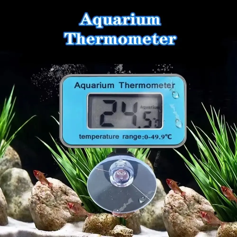 LCD Display Aquarium Thermometer Waterproof with Suction Cup Fish Tank Thermometer High Accuracy Easy Reading