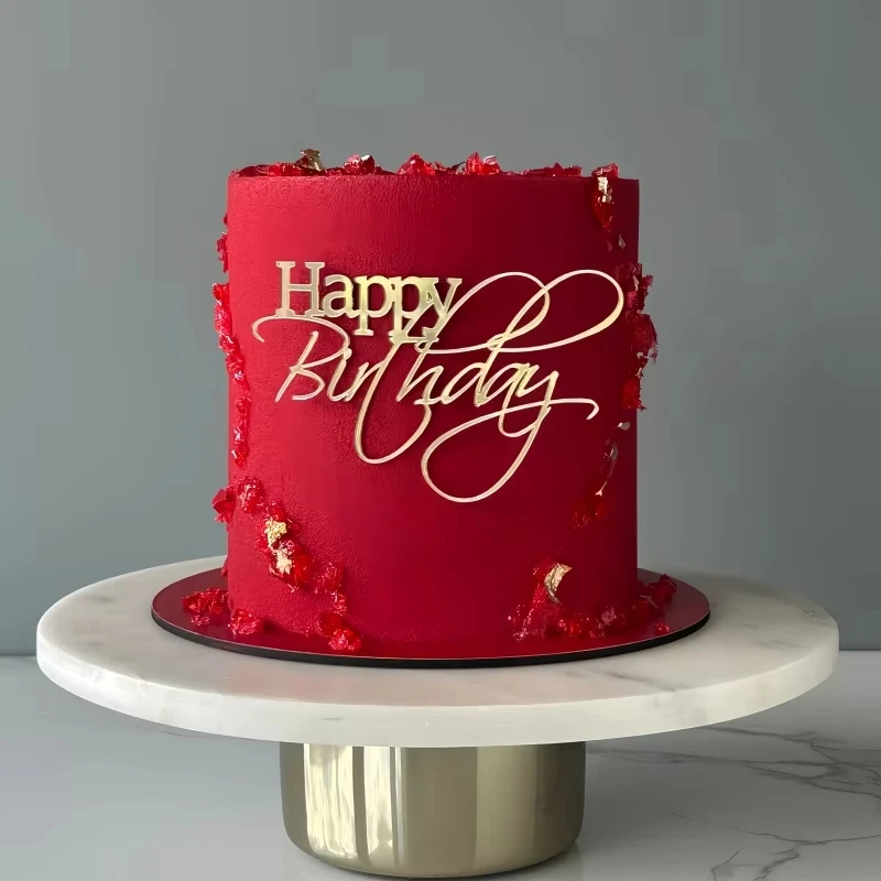 5pcs/10pcs Gold Mirror "Happy Birthday" Cake Topper Acrylic Letter Sign for Modern Birthday Party Cake Decorations