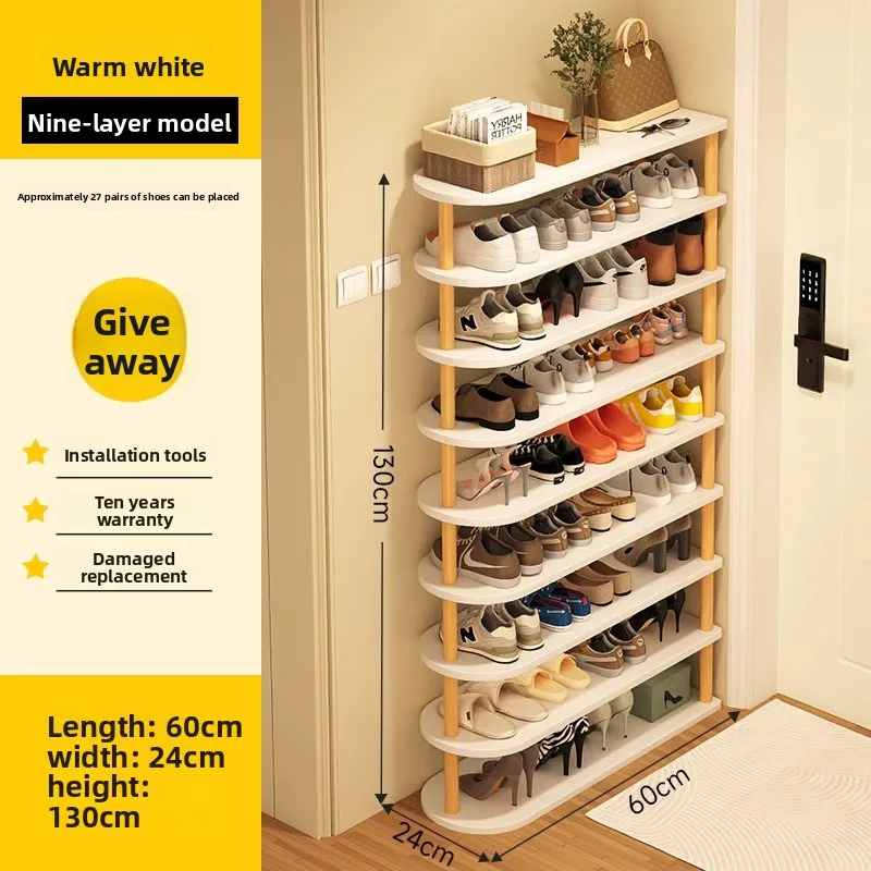 

Multi-functional Household GoodsShoe Rack Home Door New Solid Wood Space E****mical Layered Baffle Simple Shoe Cabinet