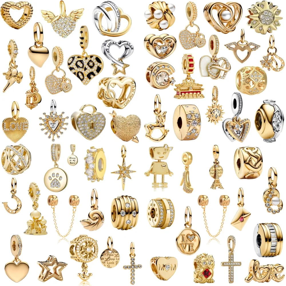 

925 Silver Golden Cross,Heart Shape,High Heels,Envelope Bead Pendant Suitable European Original Bracelet DIY Exquisite Jewelry