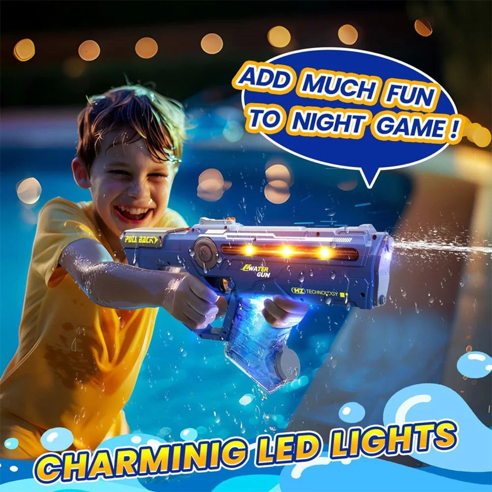 Electric Water Gun Automatic water absorption Squirt Gun with LED Lights Super Battery Powered Squirt Gun 33FT Range Pool Toys