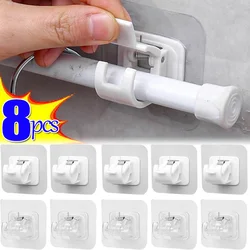8/10pcs Self Adhesive Curtain Rod Bracket Punch-free Adjustable Curtain Bracket Clamp Hook Household Fixed Clip Hanging Holder