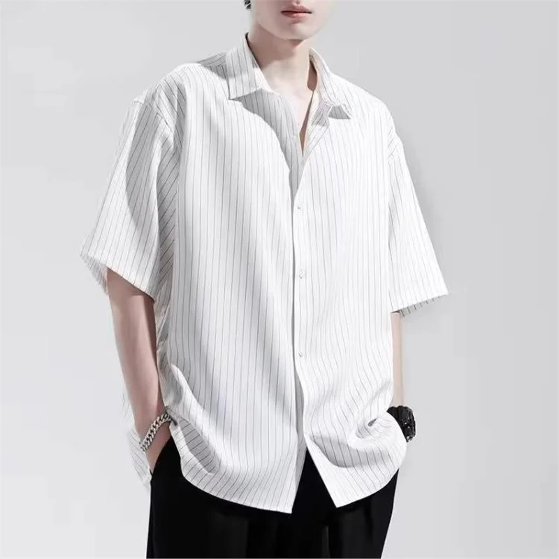 

Мужская повседневная футболка большого размера (до 300 фунтов), модная, новая, высококачественная, с коротким рукавом, в полоску, для весны и лета, молодежная, свободного кроя.