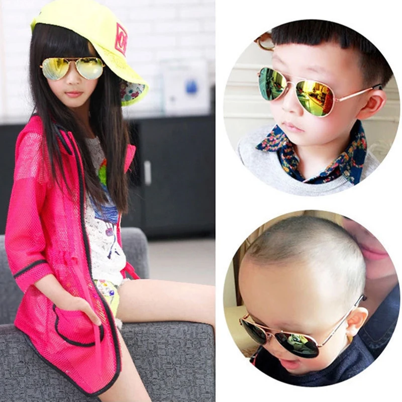 Children's student sunglasses men and women color reflective sunglasses toad mirror cute baby kids sun glasses image 5