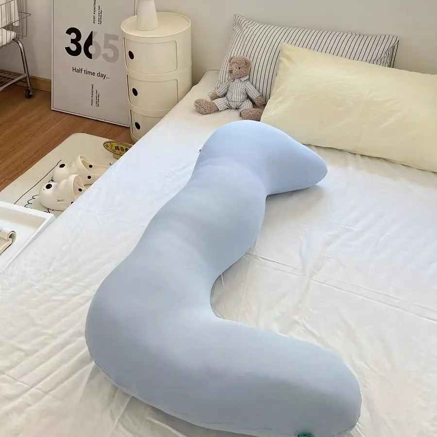 Summer Cool Feeling Ice Silk  Shoe Shaped Pillow Leg Clasping Side Sleepers Women's Special Maternity Bed Pillow Long Cu...
