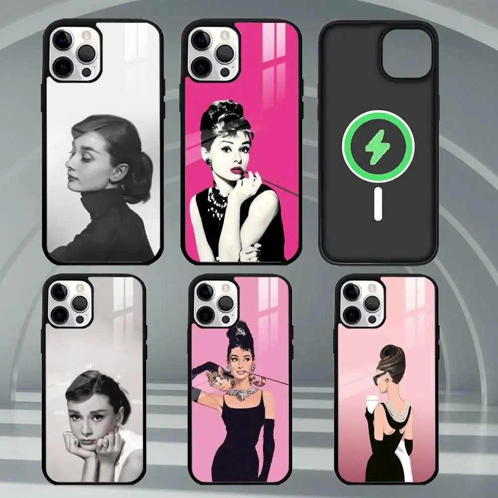 

A-Audrey H-Hepburn C-Classic Phone Case For iPhone17,16,15,14,13,12,11 Plus,Pro Max Magnetic For Magsafe Wireless Charging