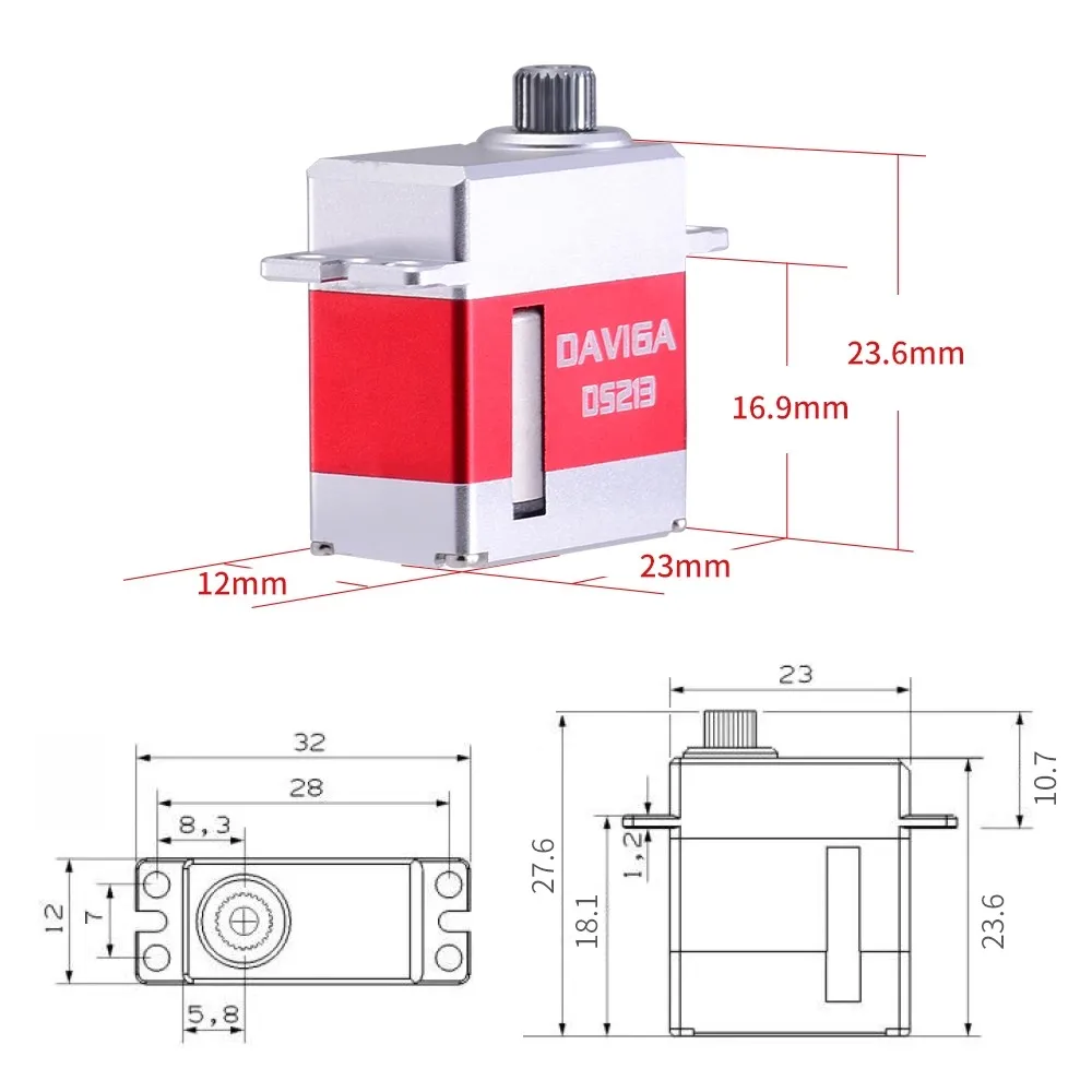 KST DAVIGA DS213MG V8.0 2BB DS213MG DS 213 MG Metal Gear Micro Digital Servo For RC Robot UAV Airplane fixwing