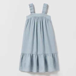 Girls Cotton And Linen Sleeveless Straps Dress Summer New Ruffled Hem Casual Vacation Backless Linen Dresses