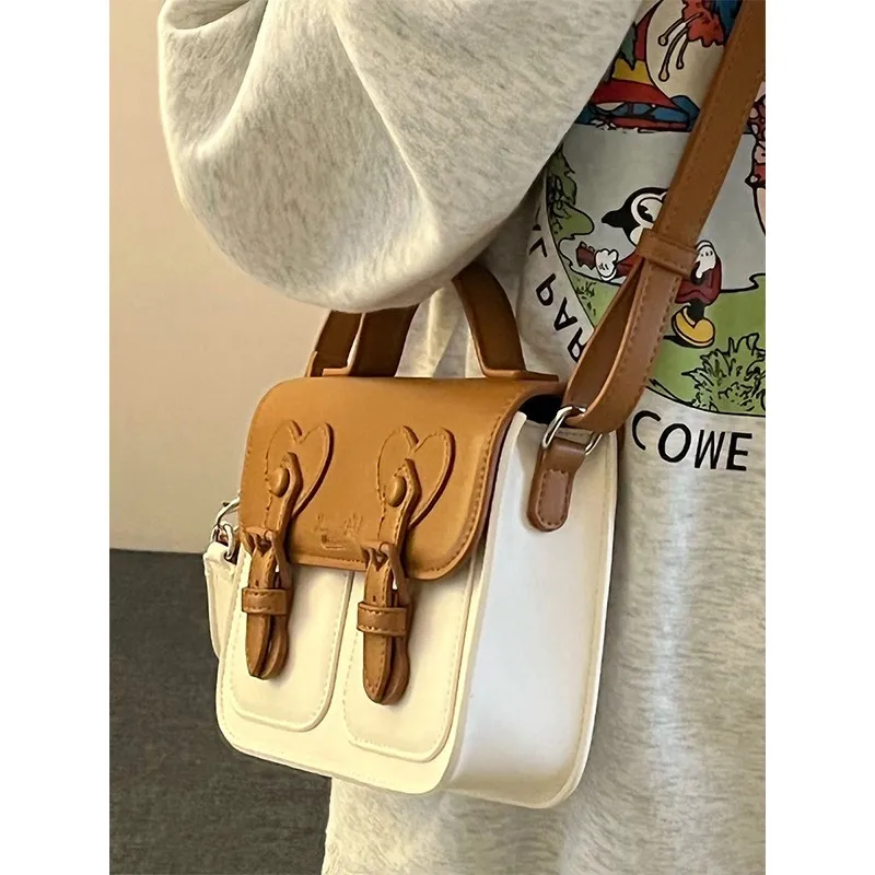 Niche Design Student Schoudertas Nieuwe Botsende Kleur Crème Leuke Cambridge Tas Meisjes Tote Kleine Vierkante Tas Mode Crossbody Tas