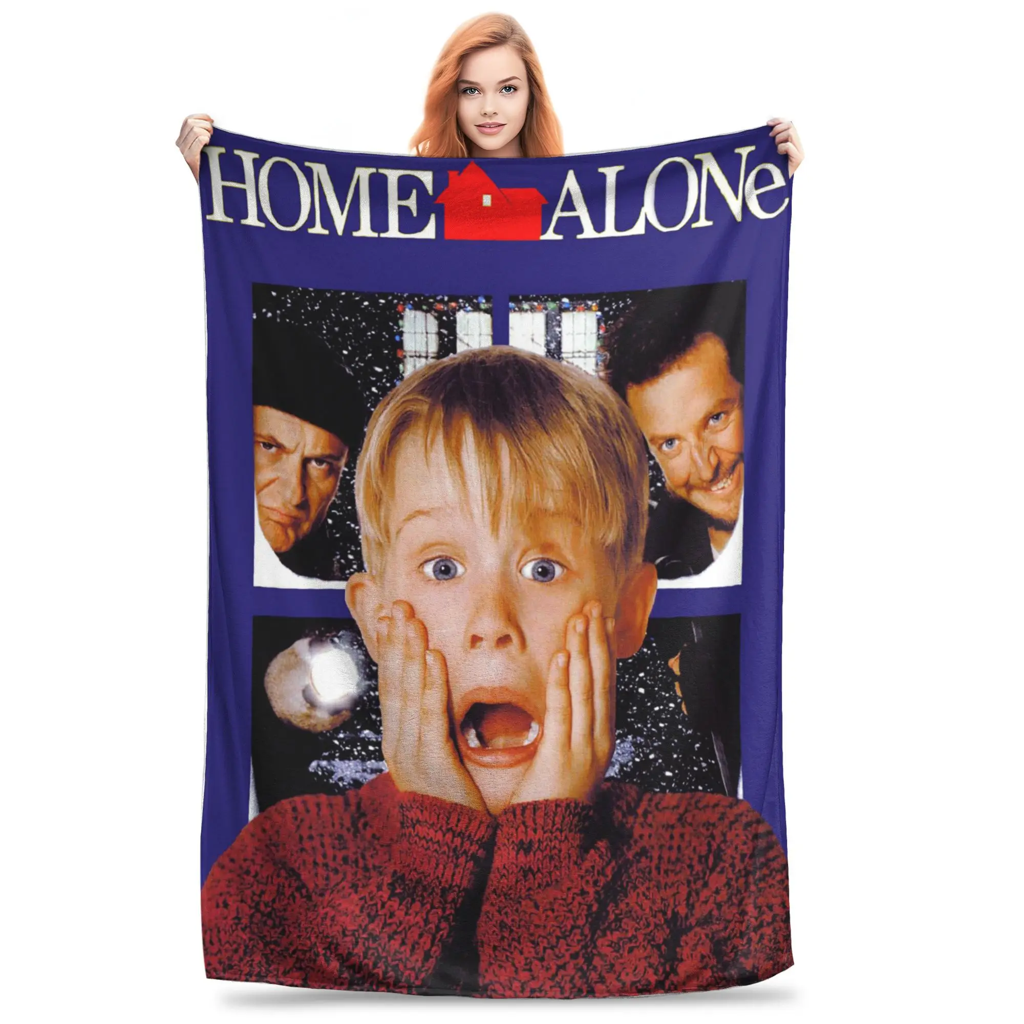 Flannel Throw Blanket Home-Comedy Film Home Alone Funny Warm Plush Blankets Soft Bedspread for Bed Living room Home Travel Sofa