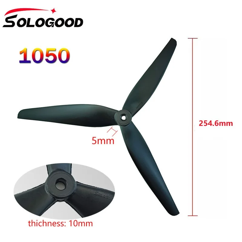 Sologood Three Blade Propeller 1050 10 Inch 5mm Shaft 10mm Thickness High Efficiency Long Range For Fpv Racing Drone Wholesale