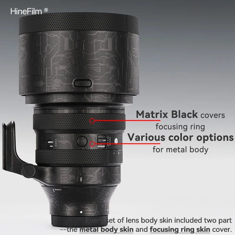 Hinefilm الجلد ل سيجما 135 مللي متر F1.4 DG الفن لسوني جبل عدسة ملصق 135F1.4 التفاف غطاء ل سيجما 135 1.4 عدسة الجلد الواقي