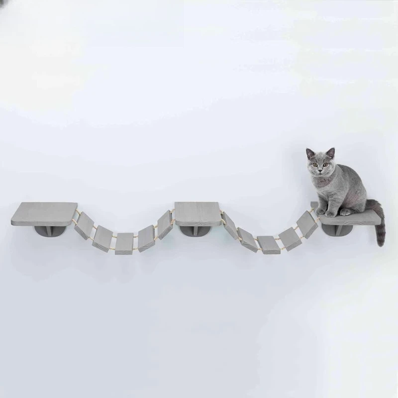 

Cat suspension bridge rope ladder hemp rope soft ladder wooden bridge solid wood cat wall climbing frame pet furniture cat bridg