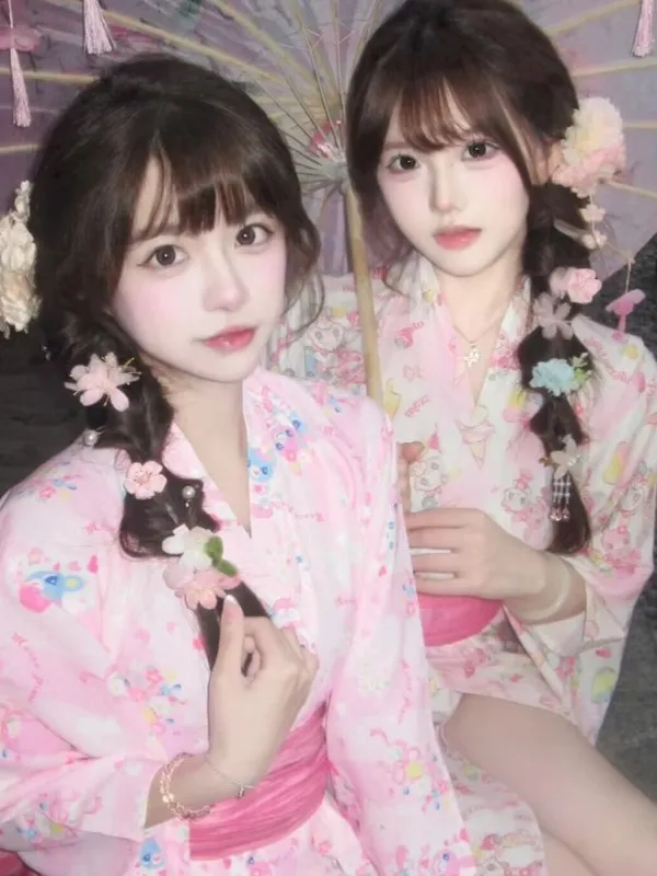 

Traditional Japanese Kimono Style Photography Costume for Girls Summer New Arrival Polyester Material Pure E-commerce Sales