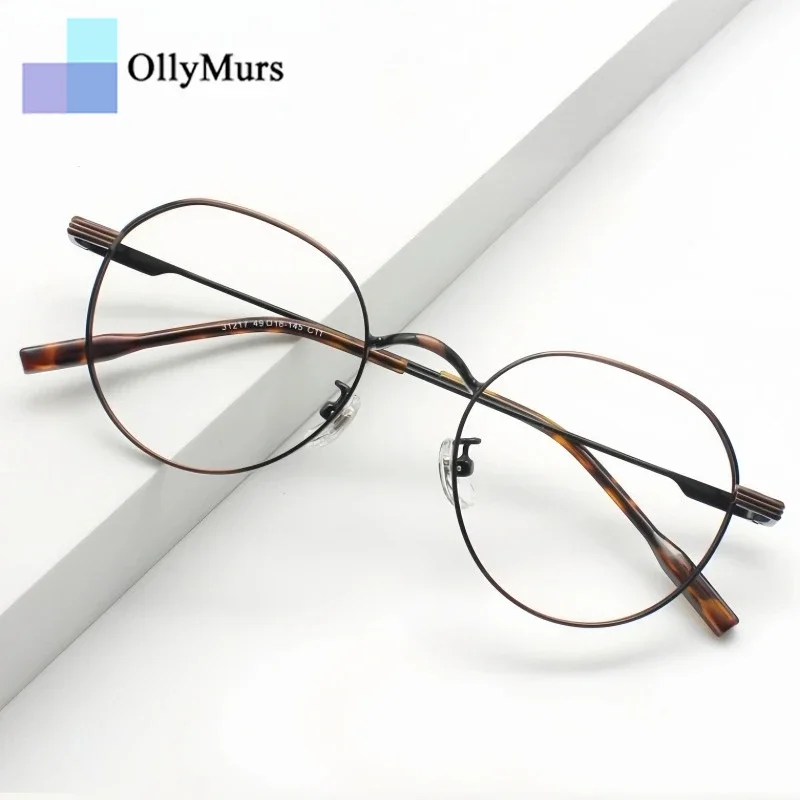 

OLLYMURS мужские и женские многоугольные очки в стиле ретро, сверхлегкие модные темпераментные сплавы, оптическая оправа для очков по рецепту 31217