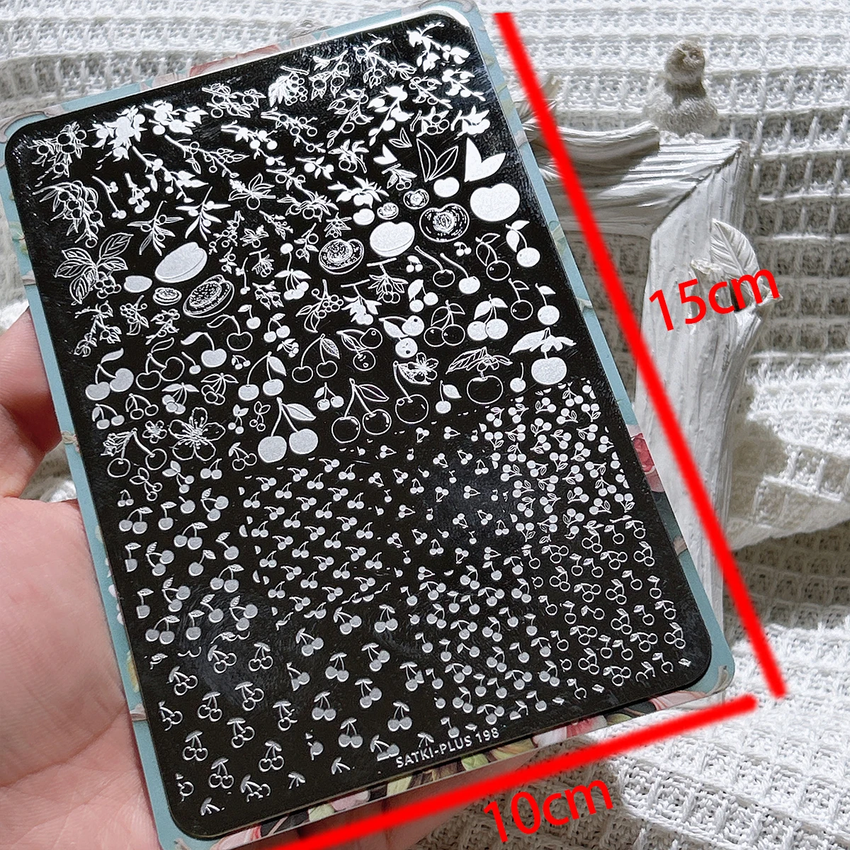 Modelli per timbratura delle unghie Trasferimento trasparente Timbro in silicone Piastra in acciaio Strumenti per nail art Frutta Cartoon Fagiolo rosso Ciliegia Fragola Banana Anguria Pesca Decorazione delle unghie Stampaggio Piastra in acciaio Principiante No-Painting Modello di decorazione delle unghie