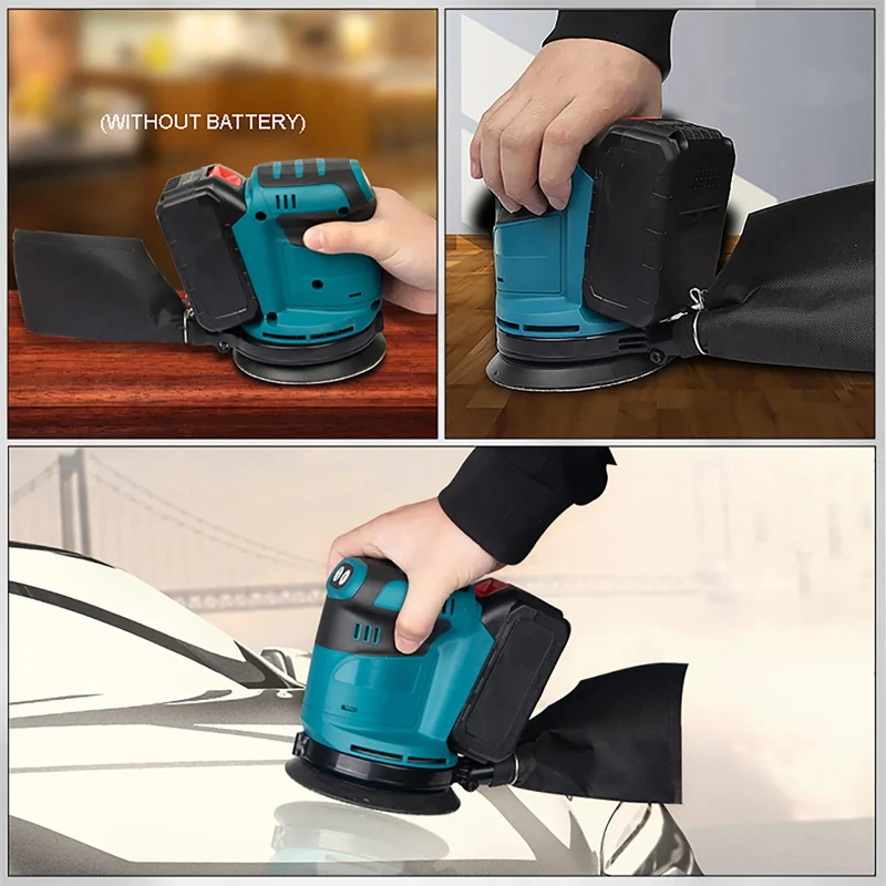 Electric Sander Cordless Car Polisher Wood Grinder Polishing Grinding Sanding Machine 3 Speed For Makita 18V Battery Tools