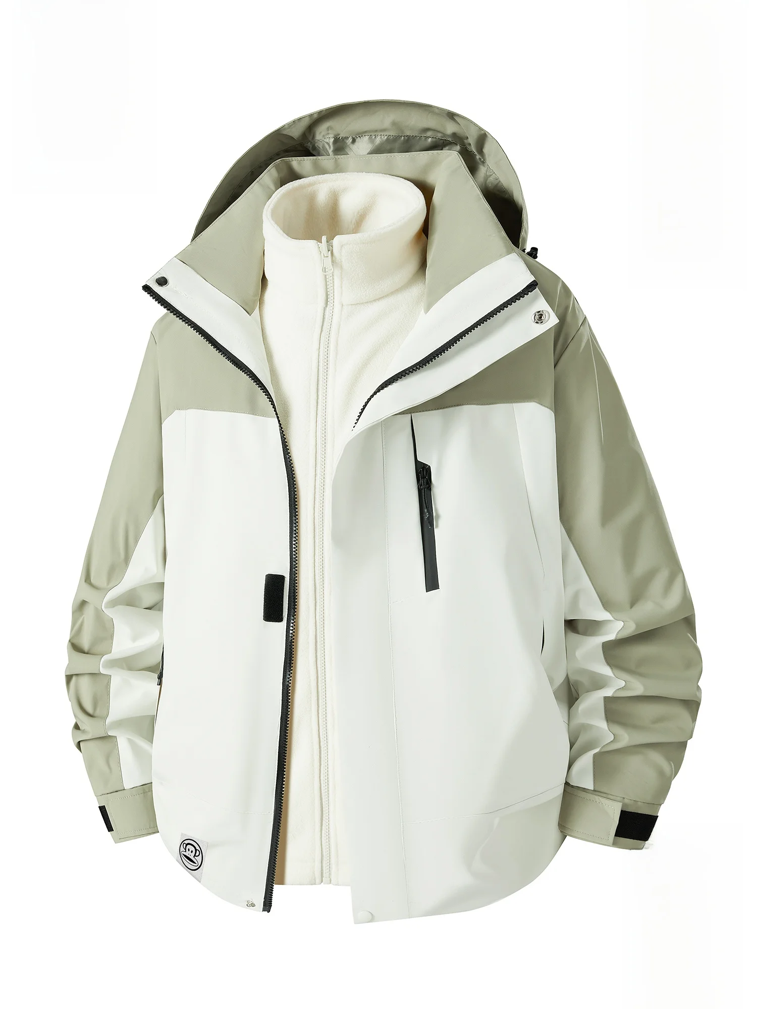 

PaulFrank Hooded Fce Lined Tee-in-One Jaet for Men Winter Warm Climbing Outwear Couple Sle Polyester Fiber Long S...