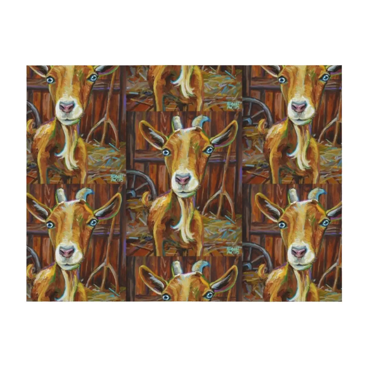 

Golden Goat in Barn by Robert Phelps Throw Blanket Luxury Brand Decorative Sofa Quilt Fashion Sofas Blankets