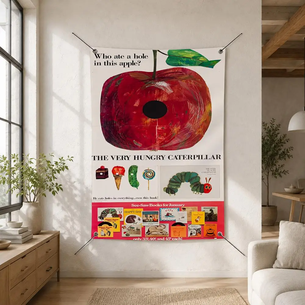 The Very Hungry Caterpillar Flags Custom Camping Outdoor Garden Room Bedroom Decor Party Backdrops Wall Art Family Gifts