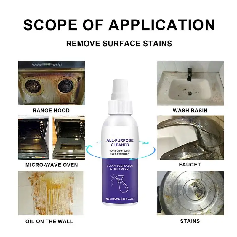 Rust Stain Remover All-Purpose Shower Cleaning Spray Kitchen Degreaser Remover Rust Out Instant Remover Spray Multipurpose Foam