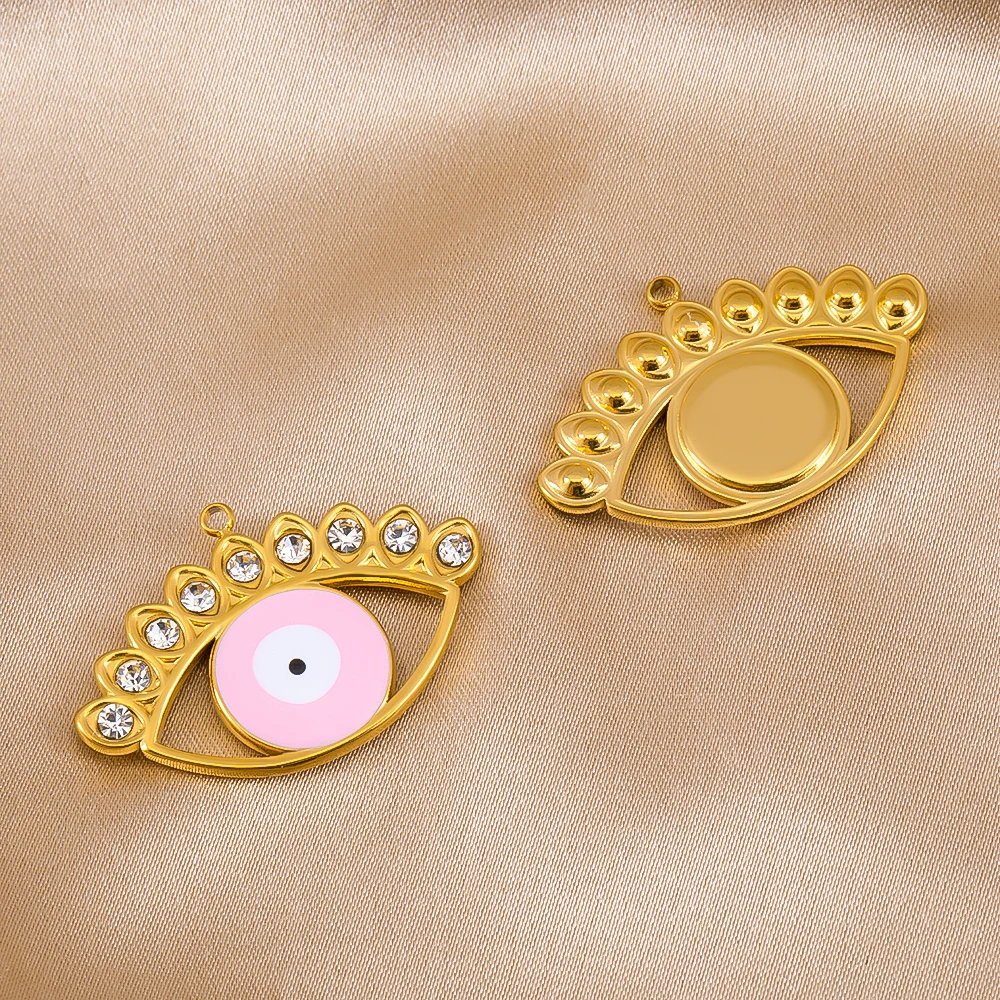 

2pcs Stainless Steel Enamel Multicolored Evil Eye Pendants Charms For DIY Jewelry Making Necklace Bracelet Accessories Wholesale
