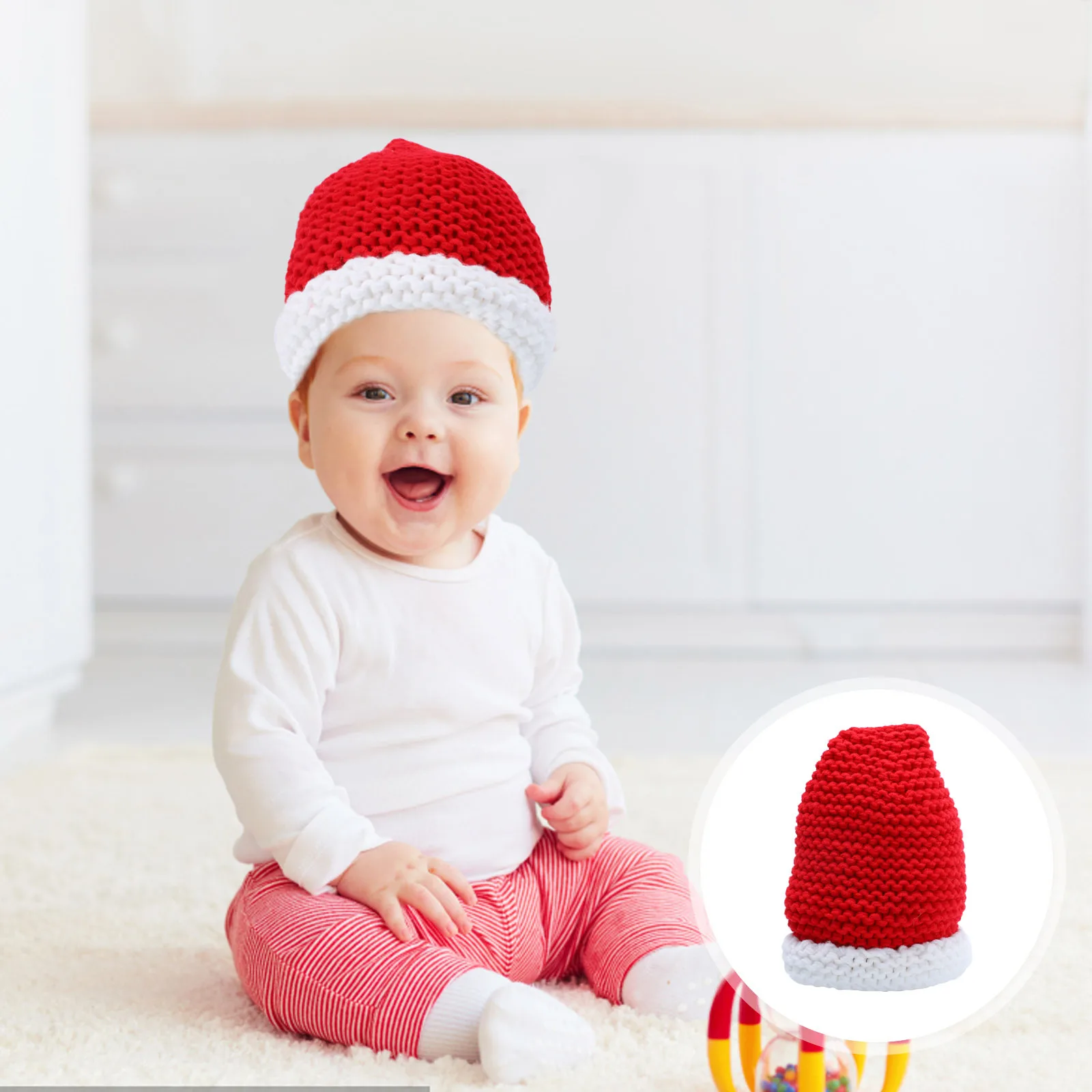 

Baby Long Tail Hat Crochet Knit Christmas Warm Cap Newborn Photography Prop For Santa Costume Infant Hat Holiday Gift Red White