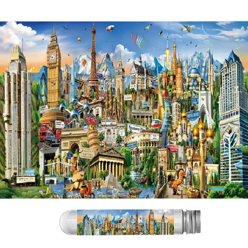 Mini Test Tube Jigsaw Puzzle FAMOUS LANDSCAPES Difficult Jigsaw Puzzle for Adult Decompression Toys Game Family
