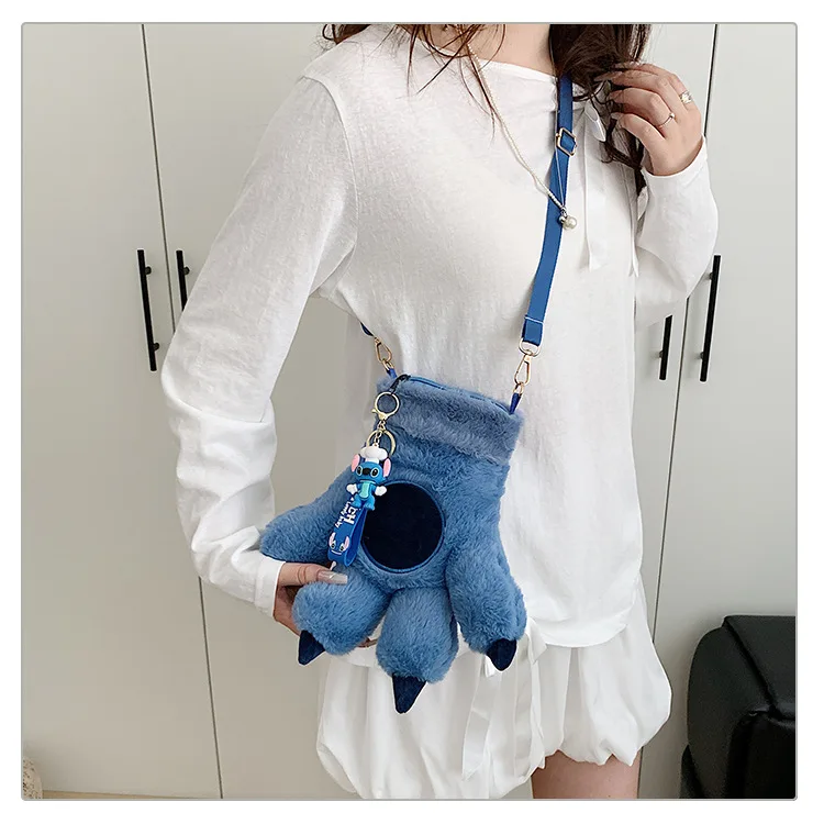 ステッチぬいぐるみバックパックかわいいショルダークロスボディバッグ保存袋かわいいキーホルダー装飾漫画ペンダントアニメアクセサリーギフト