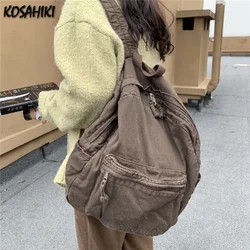 Korean Chic Vintage Women Solid Laptop Bags Casual Simple High-capacity Backpacks Fashion Preppy All Match Students Schoolbags