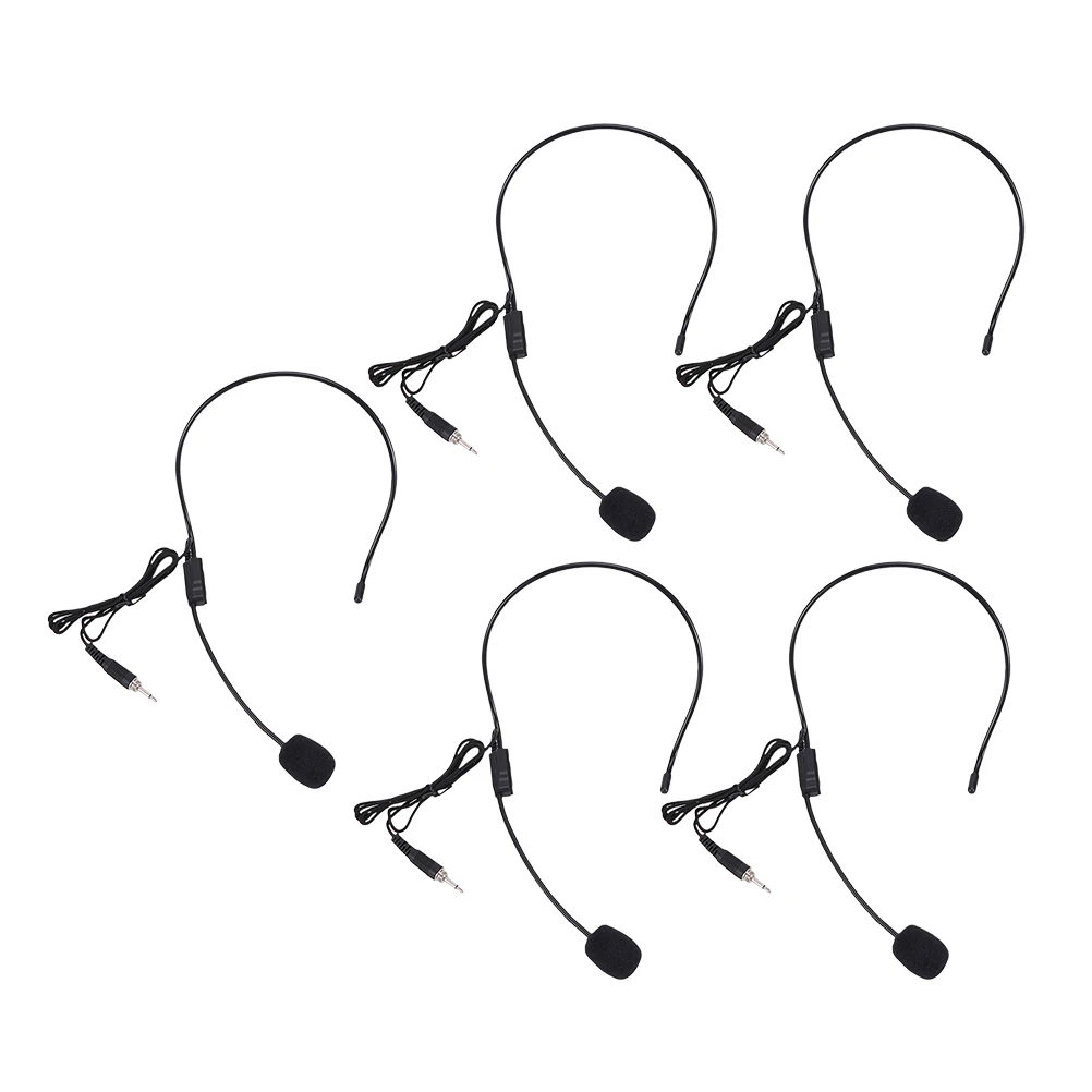 

5pcs Wired Headworn Microphone Threaded Mouthpiece Amplifier Practical Durable Stage Performance Teaching Gifts