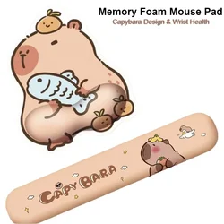 Cartoon Cute Capybara Mouse Pad Memory Foam Mouse Mat Hand Support Pillow Thickened Anti Slip Desk Laptop Pad For Gaming Office