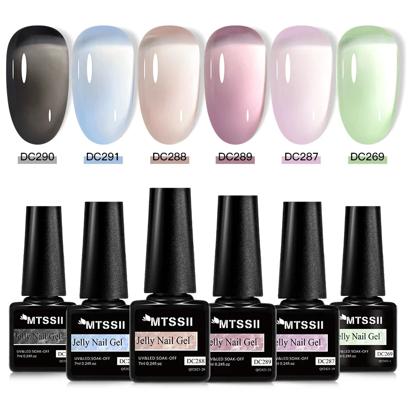 MTSSII 6 Teile/satz Jelly Gel Nagellack Gelee Transparent Rosa Grün Schwarz Blau UV Gel Nail art Lack Kit Frühling Maniküre Nägel