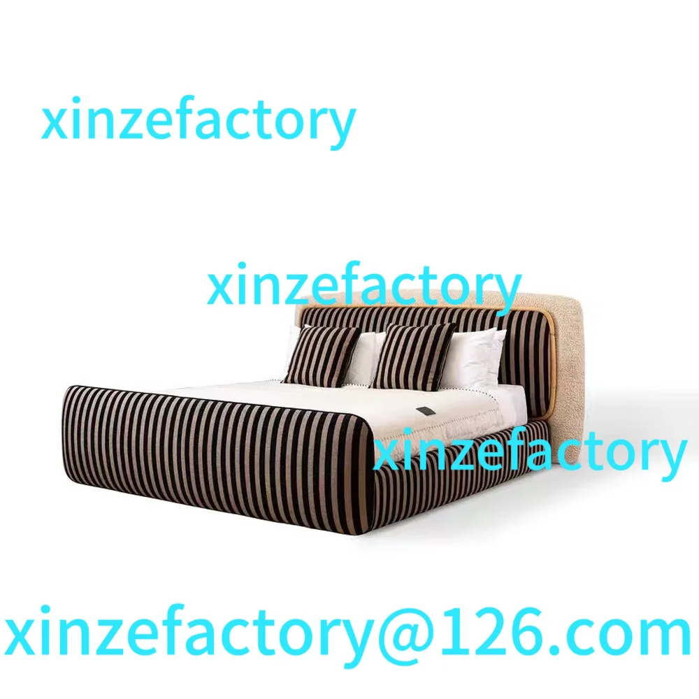 

Customizable modern new black and white striped color matching master bedroom wedding bed