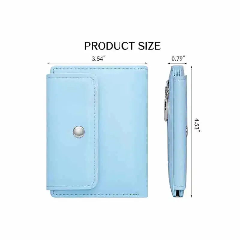 BBA158 RFID Blocking Pu Leather Small Wallets, Slim Multi Card Holders Wallet with Zipper Coin Pocket