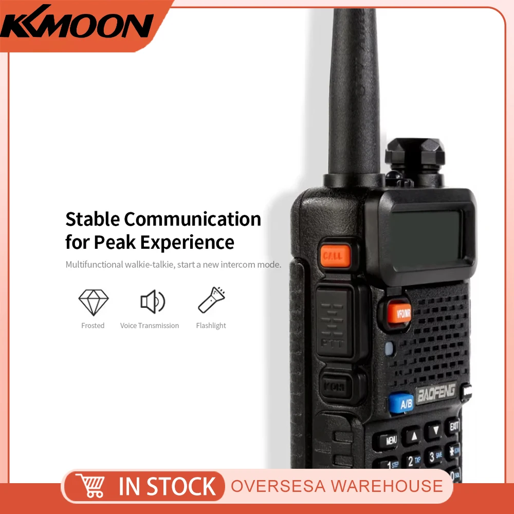 BF-UV5R FM Transceiver Dual Band Handheld Transceiver 128CH Amateur Portable Radio Long Standby Black EU Plug