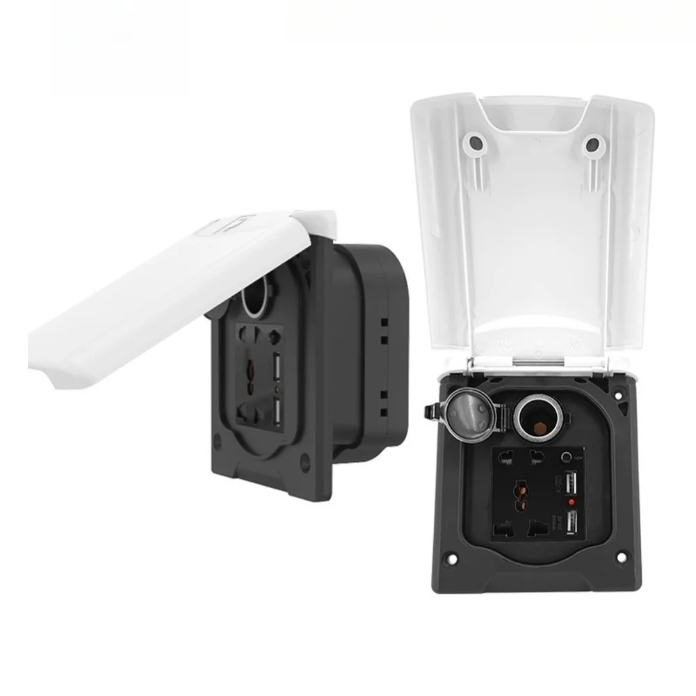 

RV Water Power Outlet Box Quick Connect Wall Mounted for Campers Caravans Motorhomes Boats 11.5x13.6x1.5cm Size