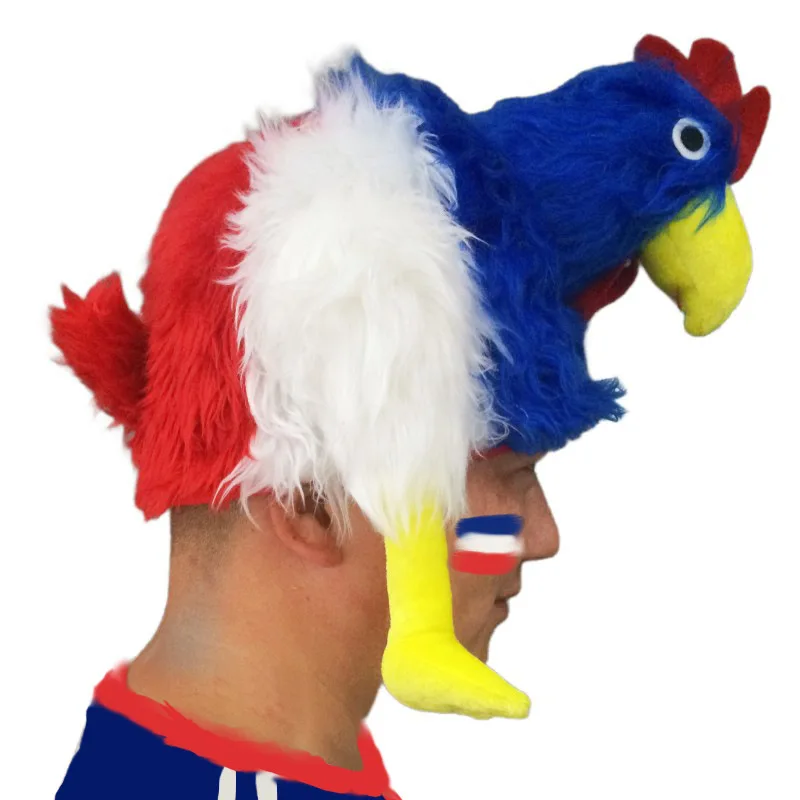 Animal Cosplay Hat Carnival Cartoon Hat Gallic Rooster Hat Ball Game Activity Plush Hat Football Game Fans Collection