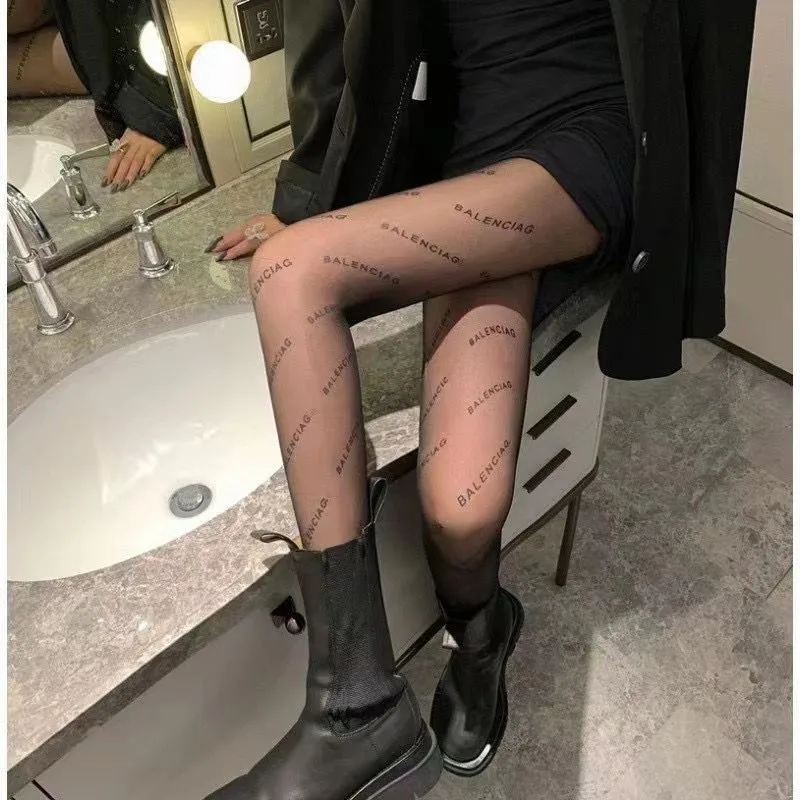 Letter Stockings Nightclub Party Accessories JK Sexy Diamonds Fishnet Tights Women Pantyhose Printed Designer Tights image 3